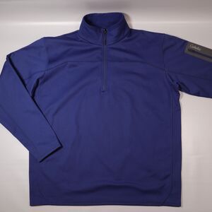 Cabela's Men’s Large L 1/4 Zip Fleece Lined Blue Sleeve Pocket Pullover